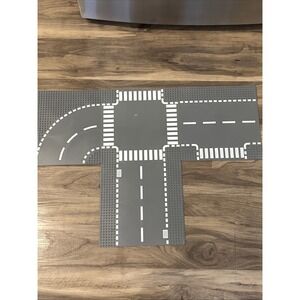 NON Lego Lot of 4 Road Baseplates 32x32 City Dashed Line Street